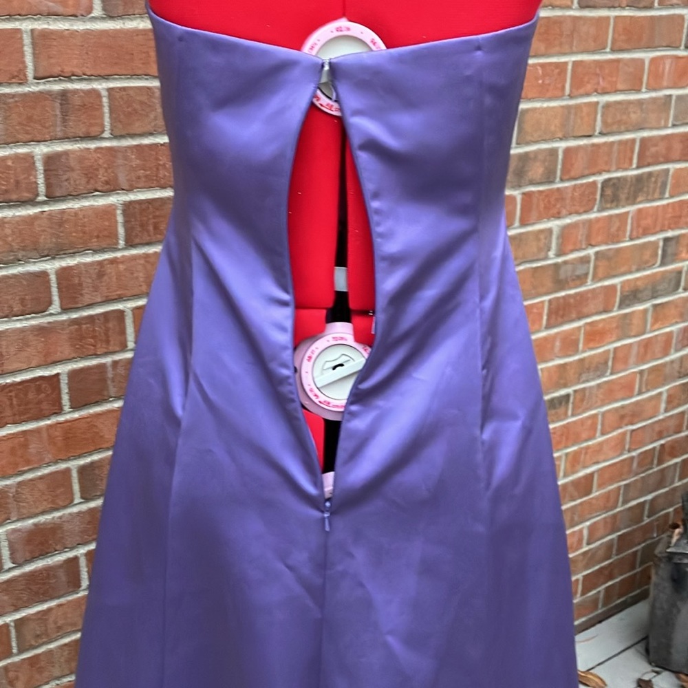 EUC Sz 8 Michaelangelo slate purple satin strapless gown - Picture 5 of 7